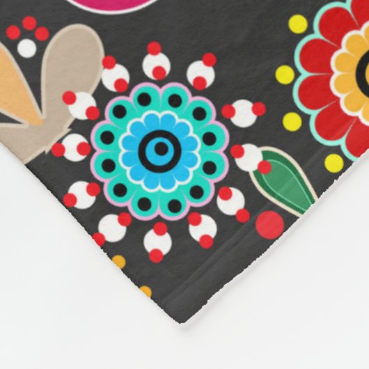 Retro, bloempatroon fleece deken (Hoek)