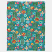 Retro, bloempatroon fleece deken (Voorkant)