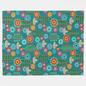 Retro, bloempatroon fleece deken (Voorkant (Horizontaal))