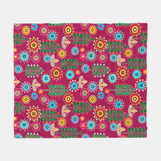 Retro, bloempatroon fleece deken (Voorkant (Horizontaal))