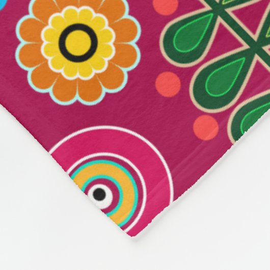 Retro, bloempatroon fleece deken (Hoek)