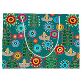 Retro, bloempatroon groot cadeauzakje (Achterkant)