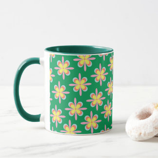 Retro bloempatroon kleurrijk lente bloemontwerp mok