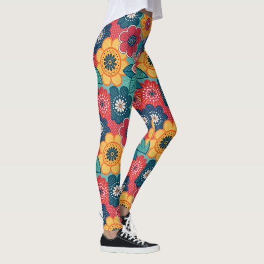 Retro bloempatroon leggings (Rechts)