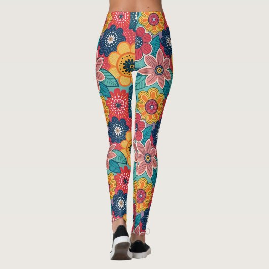 Retro bloempatroon leggings (Achterkant)