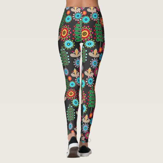Retro, bloempatroon leggings (Achterkant)