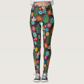 Retro, bloempatroon leggings (Voorkant)