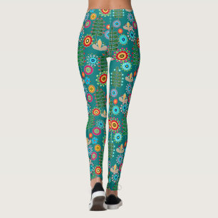 Retro, bloempatroon leggings