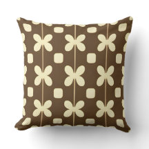Retro bloempatroon met bruin en beige