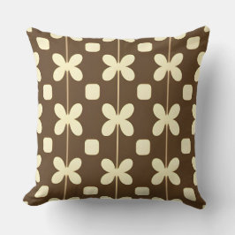 Retro bloempatroon met bruin en beige kussen