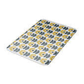 Retro bloempatroon Navy en mosterdgeel Badmat (Gekanteld)