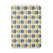 Retro bloempatroon Navy en mosterdgeel Badmat (Voorkant Verticaal)