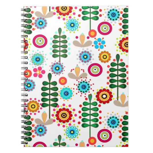 Retro, bloempatroon notitieboek (Voorkant)