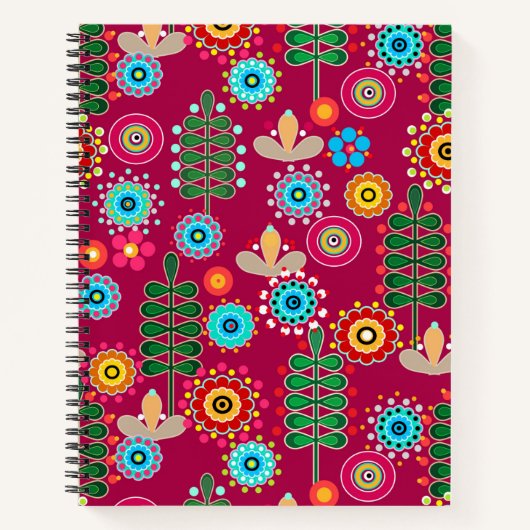 Retro, bloempatroon notitieboek (Voorkant)