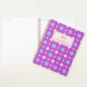 Retro bloempatroon paars mid-mod gepersonaliseerd planner (Display)
