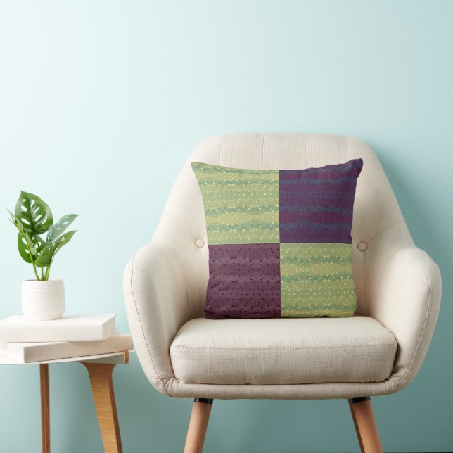 Retro bloempatroon patchwork kussen (Stoel)