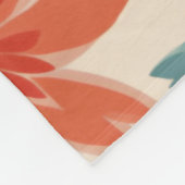Retro Bloempatroon Rood Sinaasappel Blauw Fleece Deken (Hoek)
