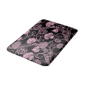 Retro bloempatroon roze op zwart badmat (Gekanteld)