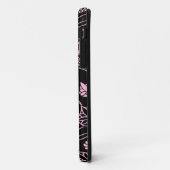 Retro bloempatroon roze op zwart Case-Mate iPhone case (Achterkant/links)