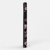 Retro bloempatroon roze op zwart Case-Mate iPhone case (Achterkant/rechts)