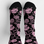 Retro bloempatroon roze op zwart sokken (Top)