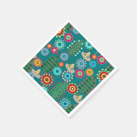 Retro, bloempatroon servet (Hoek)