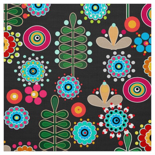 Retro, bloempatroon stof (Swatch)