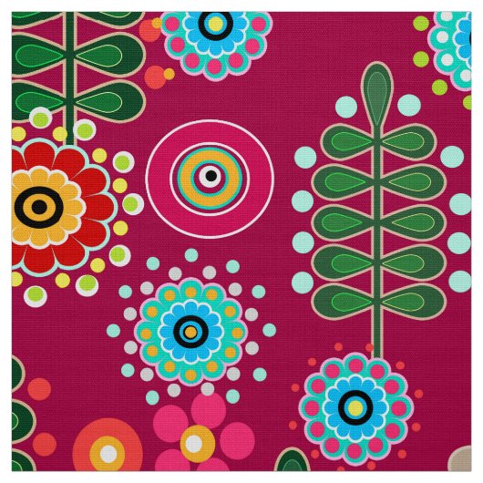 Retro, bloempatroon stof (Swatch)