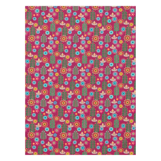 Retro, bloempatroon tafelkleed (Voorkant)