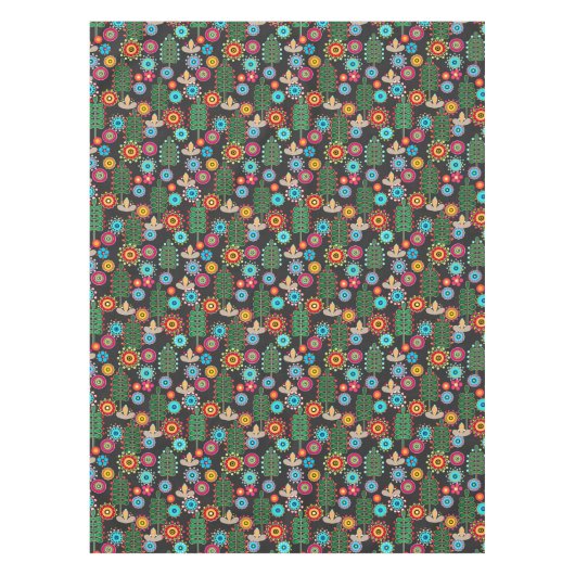 Retro, bloempatroon tafelkleed (Voorkant)