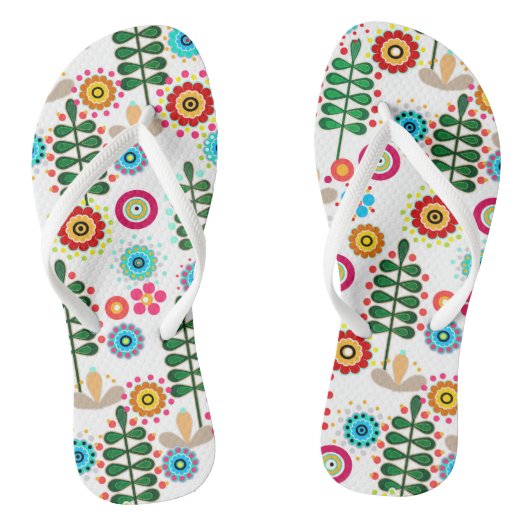 Retro, bloempatroon teenslippers (Voetbed)