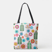 Retro, bloempatroon tote bag (Achterkant)