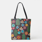 Retro, bloempatroon tote bag (Achterkant)