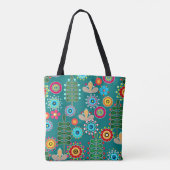 Retro, bloempatroon tote bag (Achterkant)