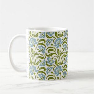 Retro bloempatroon Vintage blauwgroene Botanica Koffiemok
