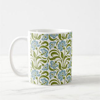 Retro bloempatroon | Vintage blauwgroene Botanica Koffiemok