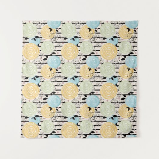 Retro, bloempatroon wandkleed (Voorkant (horizontaal))