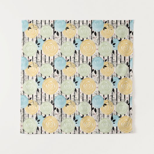 Retro, bloempatroon wandkleed (Voorkant)