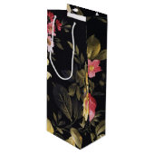 retro bloempatroon wijn cadeautas (Voorkant Gekanteld)