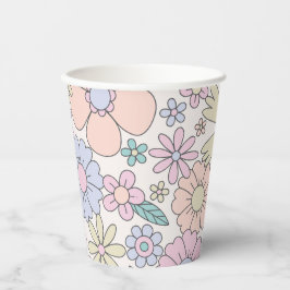 Retro bloemrijke groovy verjaardags papieren beker
