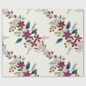 Retro Bloemrijke Kerst Cadeaupapier (Vlak)