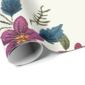 Retro Bloemrijke Kerst Cadeaupapier (Rol Hoek)