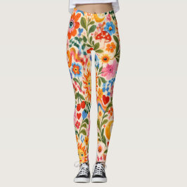 Retro bloemrijke kleurrijke maximalistische leggin leggings