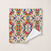Retro Bloemrijke Regenboog Mid Century Modern Bad Handdoek (Wasdoekje)