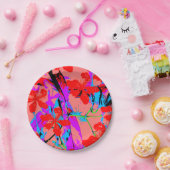 retro bloemroze papieren bordje (Feest)