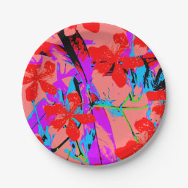 retro bloemroze papieren bordje