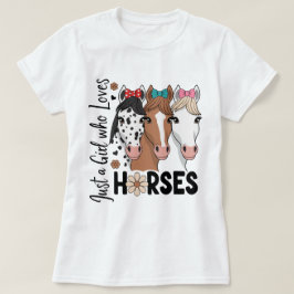 Retro bloemstuk Gewoon een meisje dat van paarden T-shirt