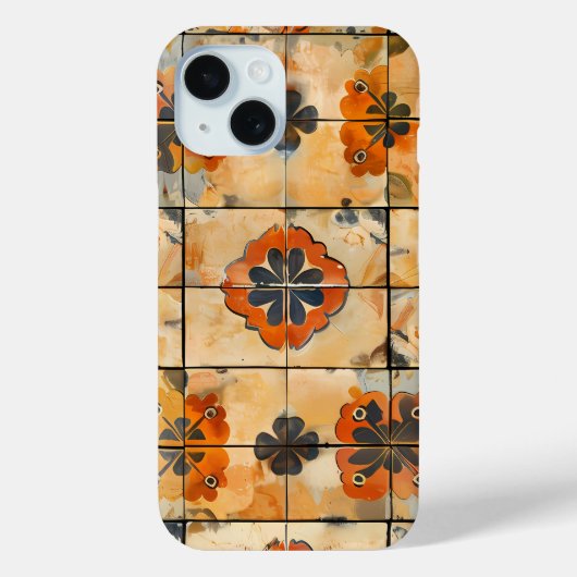 Retro Bloemtegelpatroon Hoesje (Achterkant)