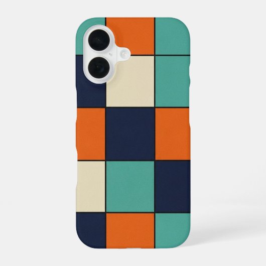 Retro Blok Raster iPhone 16 Hoesje (Achterkant)