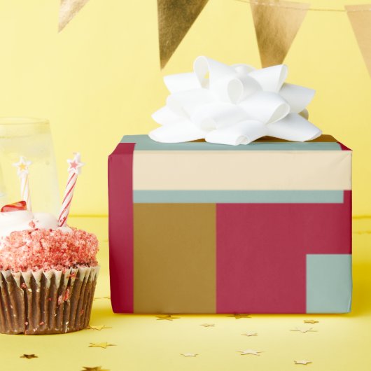 Retro Blokontwerp 3 Cadeaupapier (Verjaardagsfeest)
